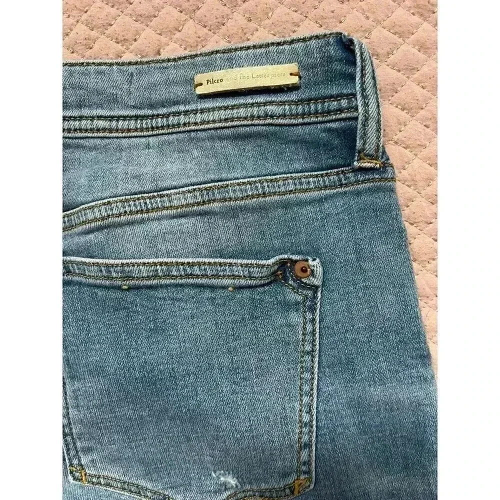 anthropologie Pilcro Women's Jeans Size 31 Blue Slim Boyfriend Long Pants - Picture 3 of 11
